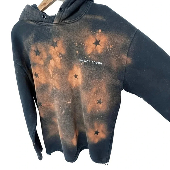 Forever 21 L black + tie dyed DO NOT TOUCH hoodie - Picture 3 of 6